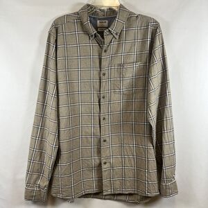 Hurley Men’s Casual Button Up Shirt Long Sleeve Plaid Classic Fit Neutral Size L